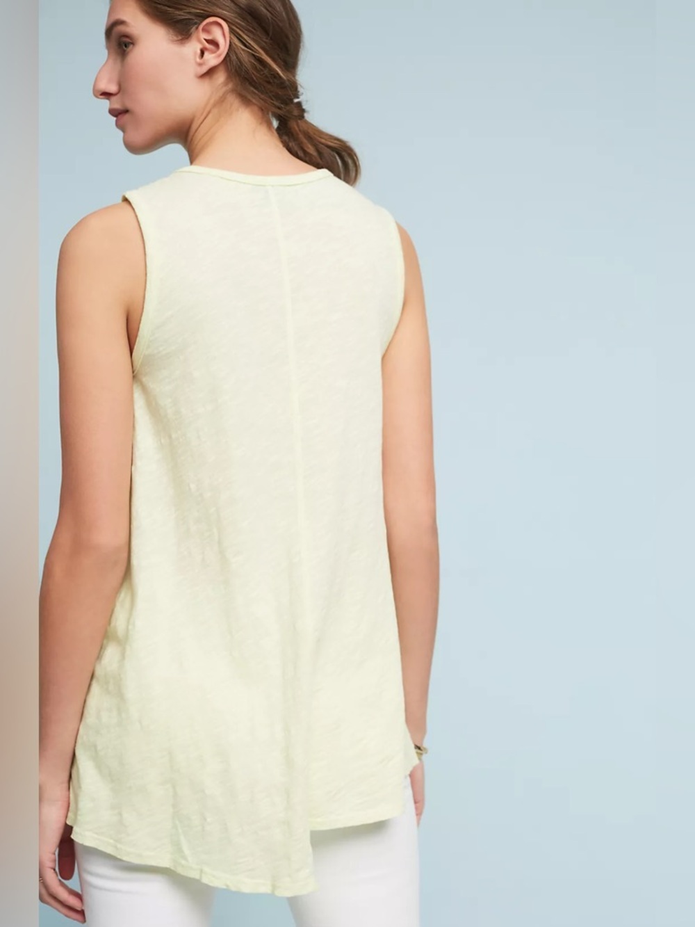 Anthropologie Left of Center Sleeveless Crewneck Tunic Light Yellow